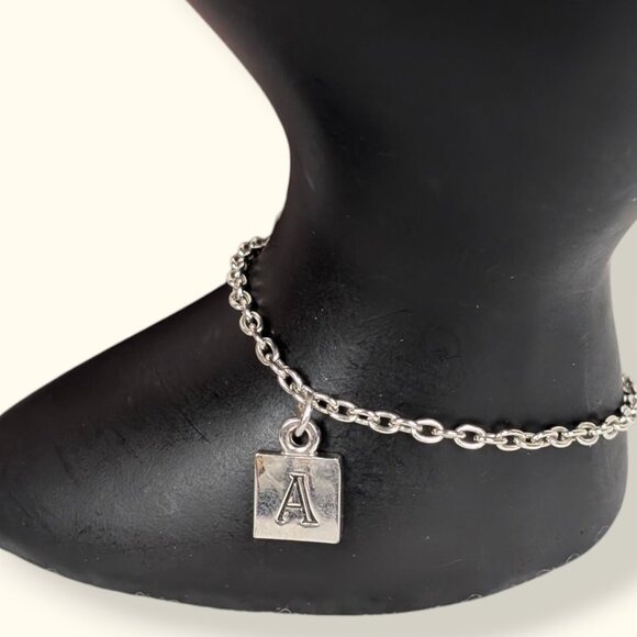 (2/$20) Silver Tone Letter "A" Bracelet - Picture 1 of 4